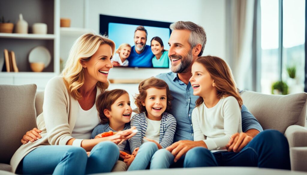 familia en  España viendo IPTV en tv