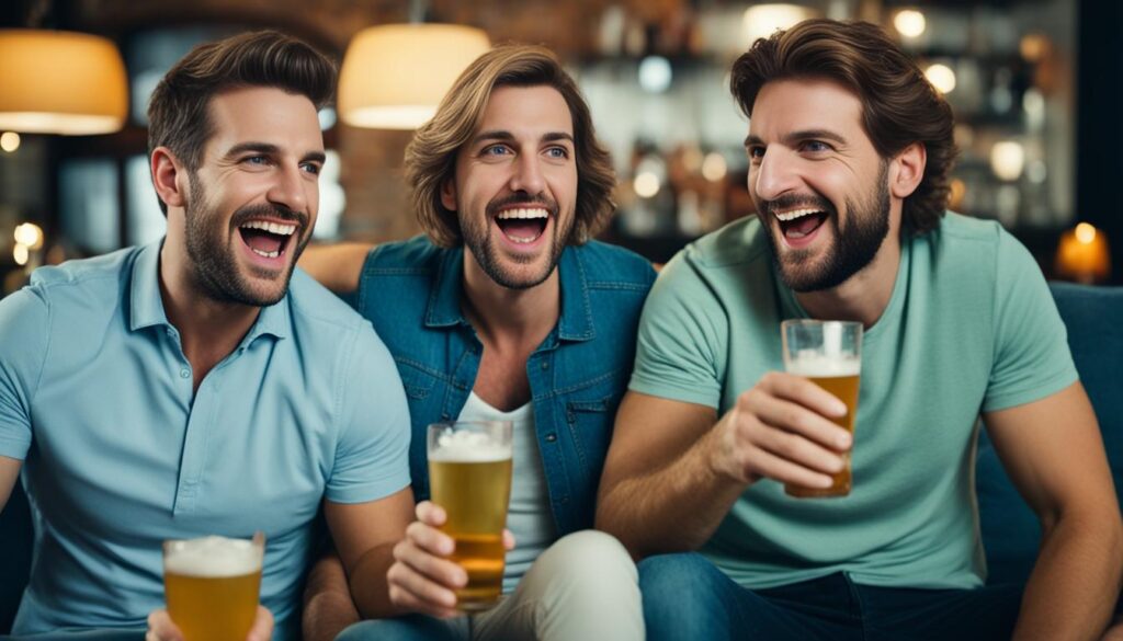 par de amigos viendo IPTV en un bar ESpañol